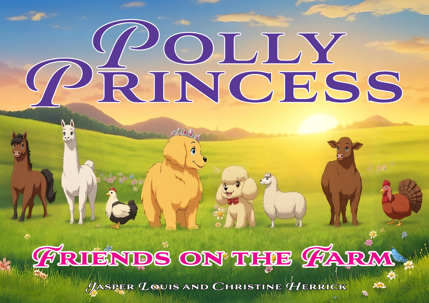 Book cover of 'Polly Princess: Friends on the Farm' with cartoon animals in a field.
Polly Princess Friends on the Farm children's ebook cover